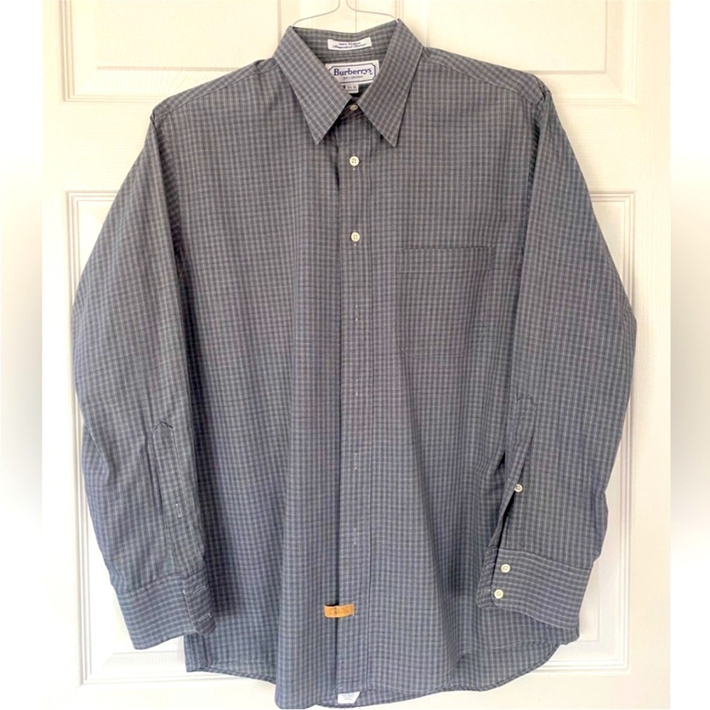 Burberrys of London Cotton Dress Shirt Button Up Grey size neck 15.5